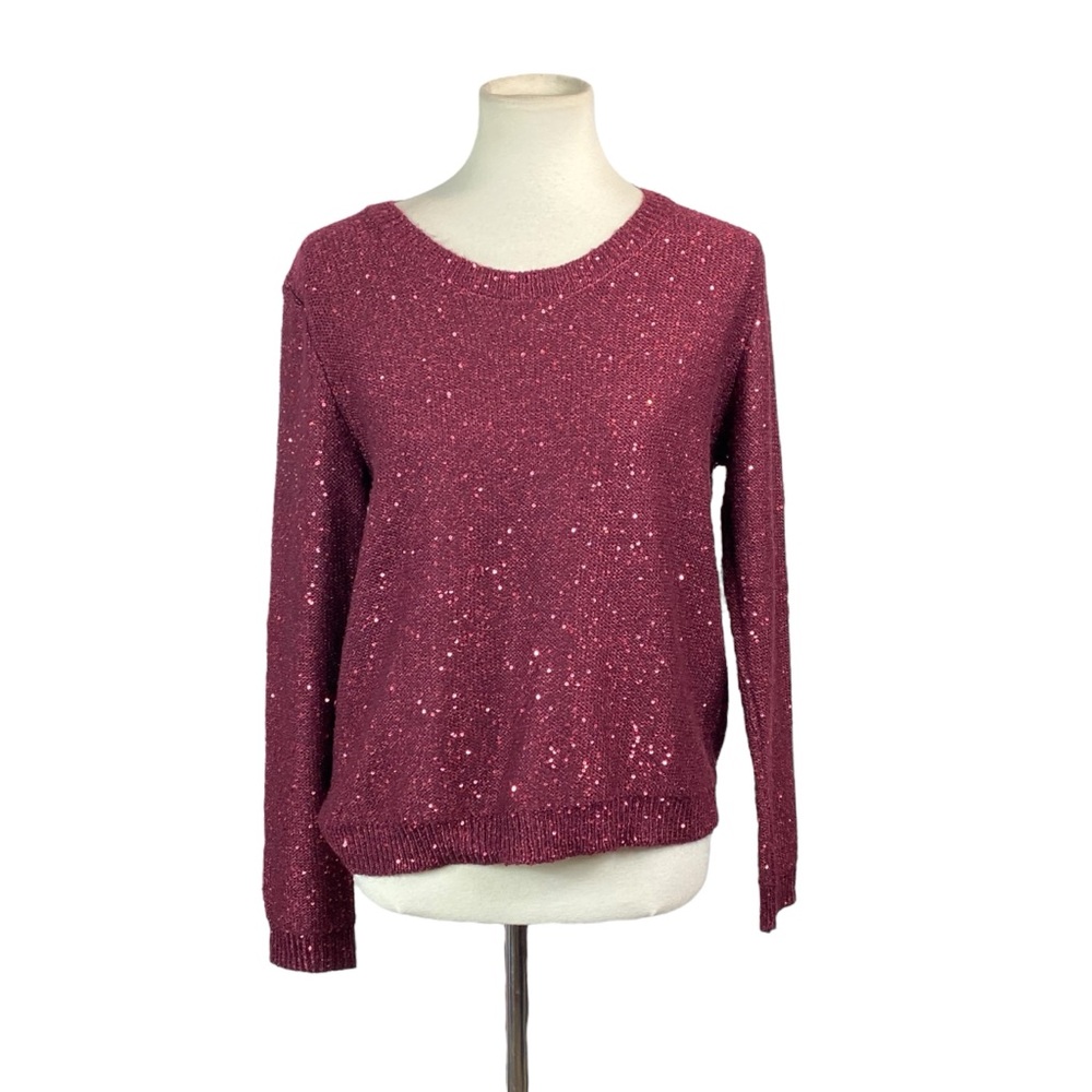 Woman’s A.N.A. (A new approach) sequin maroon lightweight sweater size M